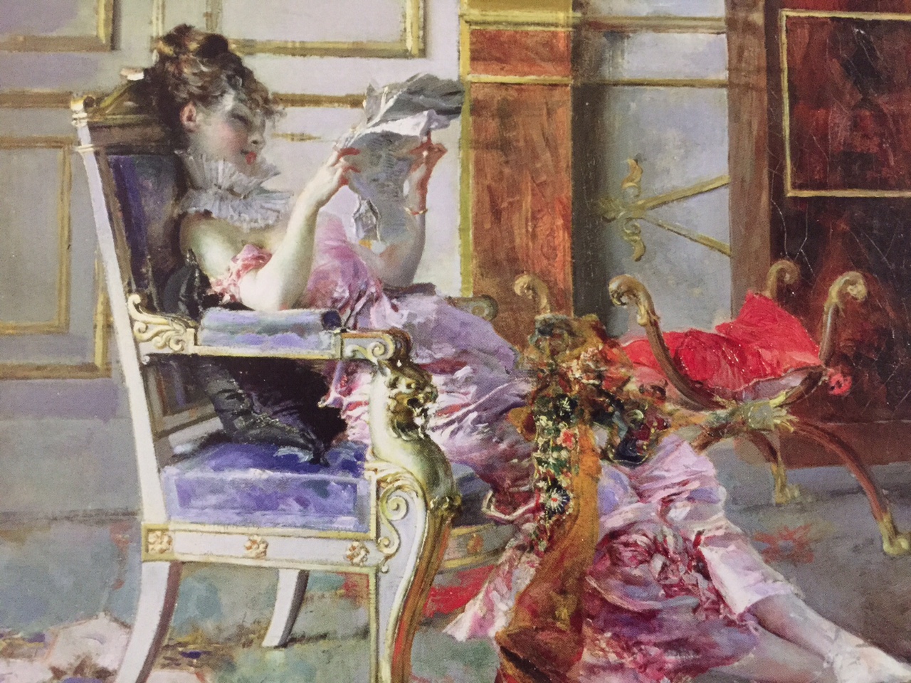 Woman luxuriates while reading